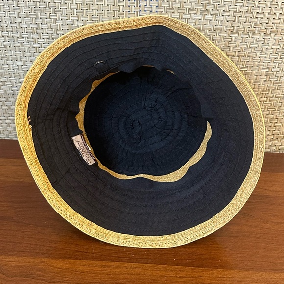🌟HP🌟NWOT Black & Tan Straw & Ribbon Summer Bucket Hat by Sun n Sand OSFM - Picture 8 of 10